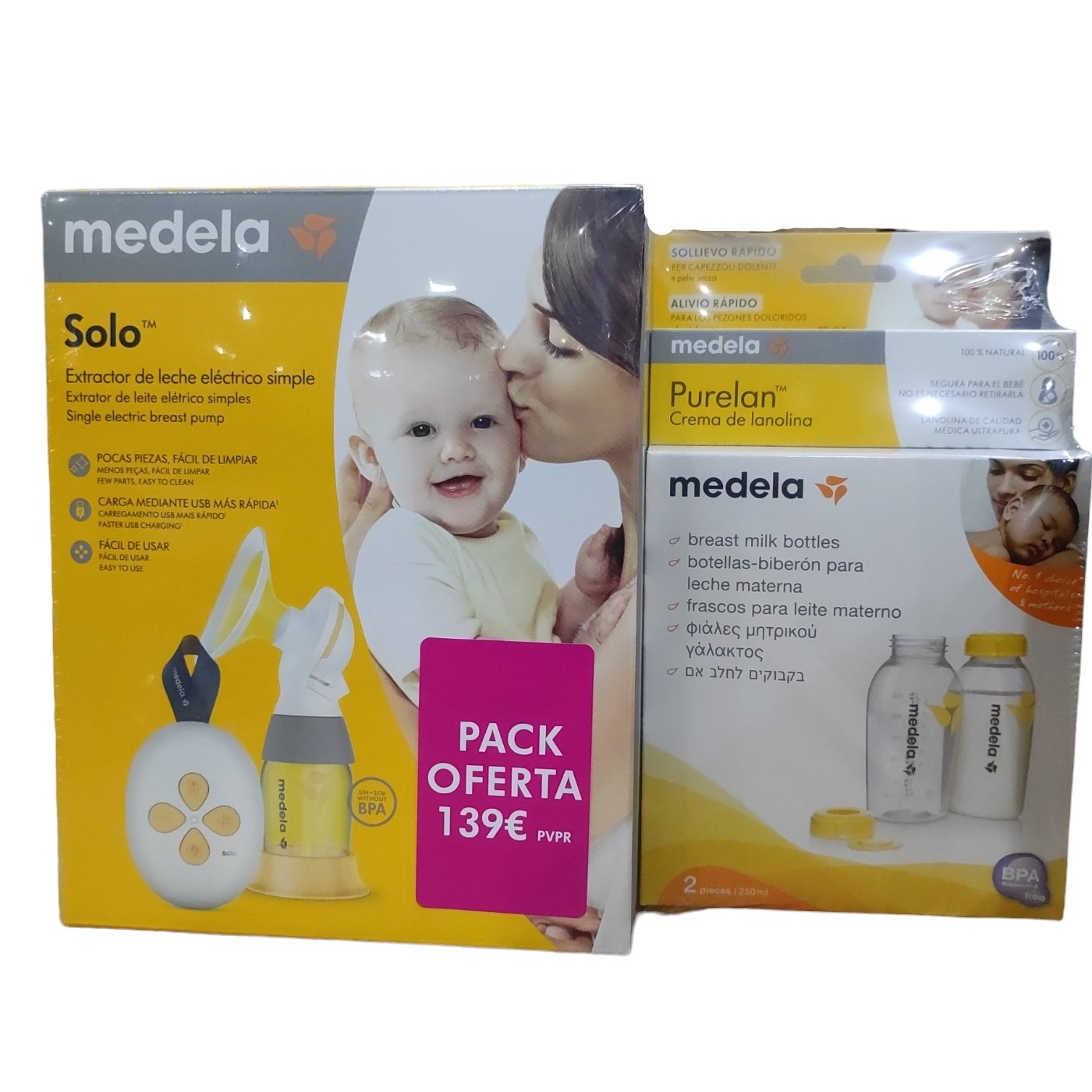 101222-PROMO PACK MEDELA EXTRACTOR + PURELAN + BOTELLA BIBERON(8-0)-0