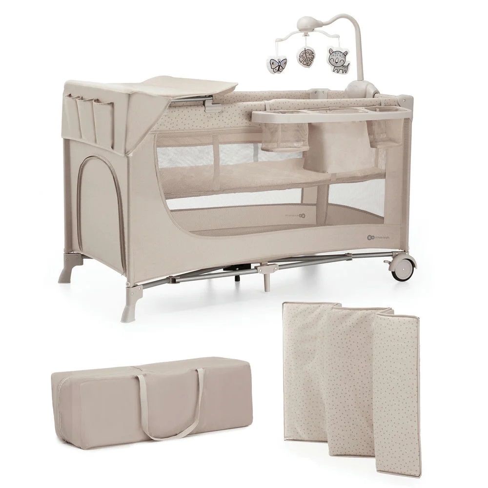 103211-CUNA VIAJE KINDERKRAFT JOY-2 BEIG CON ACCESORIOS(0-0)-0