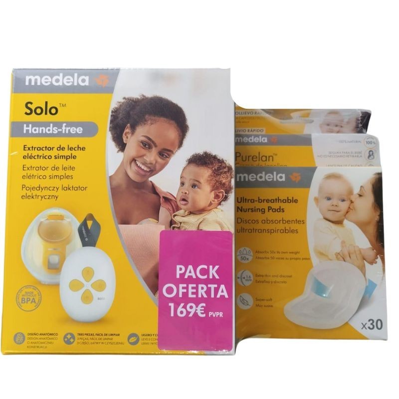 104423-PACK EXTRACTOR MEDELA SOLO HF + PURELAN + DISCOS(1-0)-0