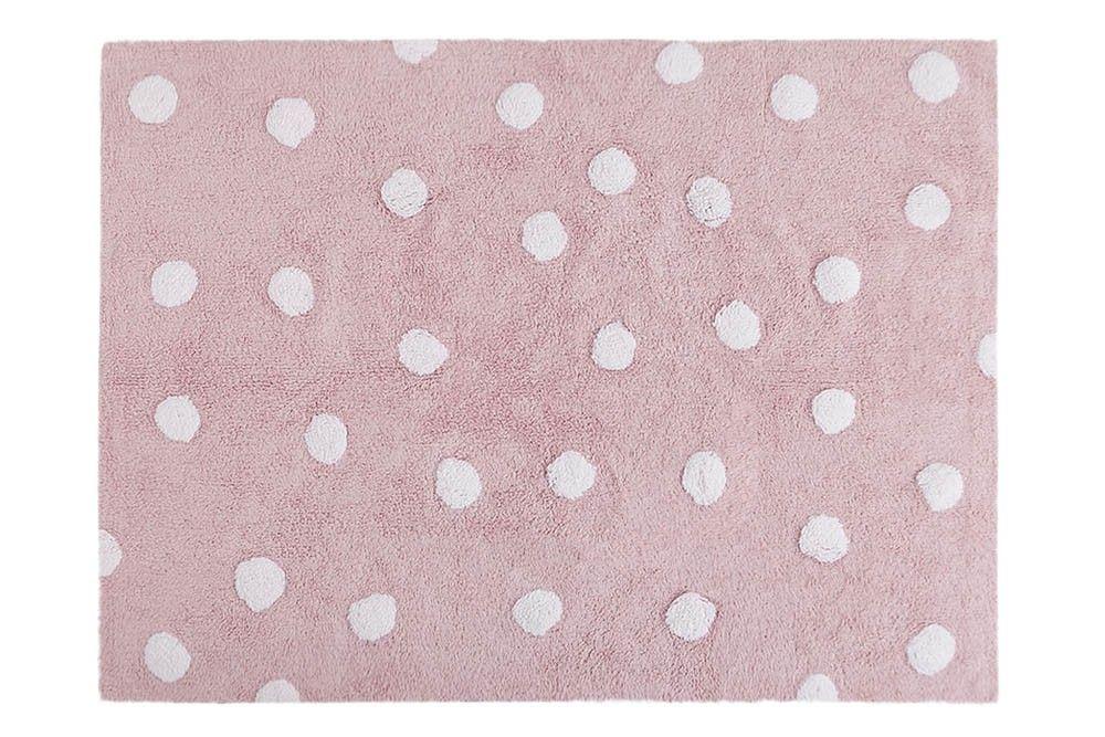 67455-ALFOMBRA 120 X 160 ALGODON TOPOS GRANDOTES ROSA (0-0)-1