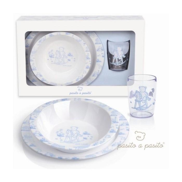 71984-SET COMIDA PLATA + BOL + VASO TOILE AZUL(4-0)-0