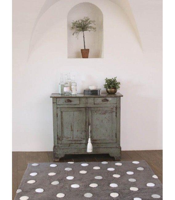 88482-ALFOMBRA 120 X 160 TOPOS GRIS-BLANCO ALGODON LAVABLE(0-0)-0