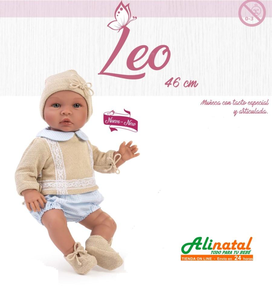 92190-MUÑECO LEO PUNTO BEIG POLOLO CUADROS CELESTE(1-0)-0