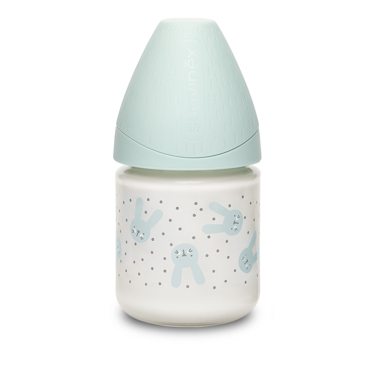 95547-BIBERON VIDRIO 120 ML. HYGGE RABBIT VERDE SUAVINEX(3-0)-0