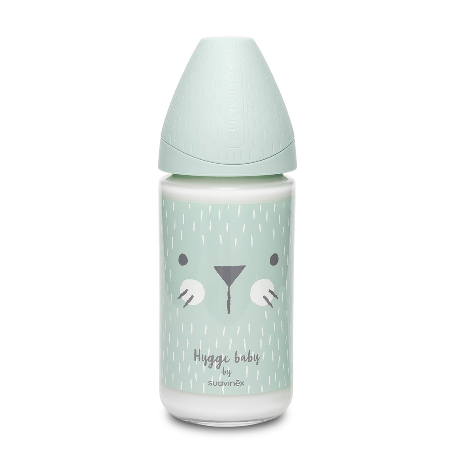 95549-BIBERON VIDRIO 240 ML. HIGGE RABBIT VERDE SUAVINEX(6-0)-0